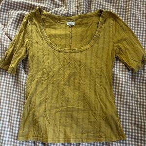 Pilcro Mustard Scoop Neck Tee